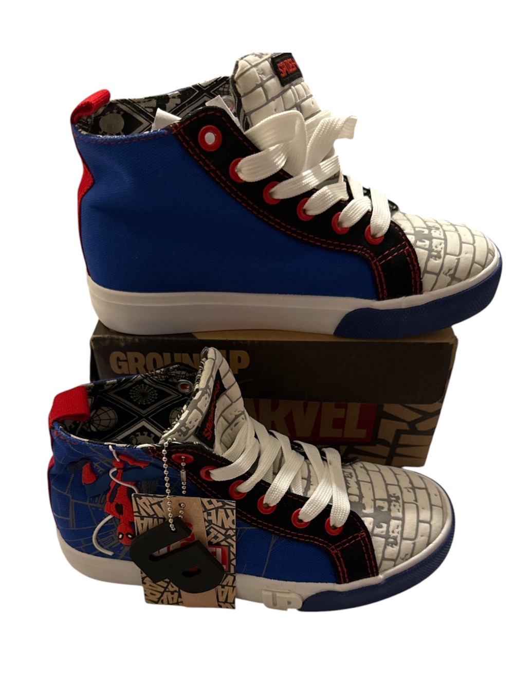 Marvel Kids Blue/Red/White Spider-Man High-Top Sneakers. New kids size 2